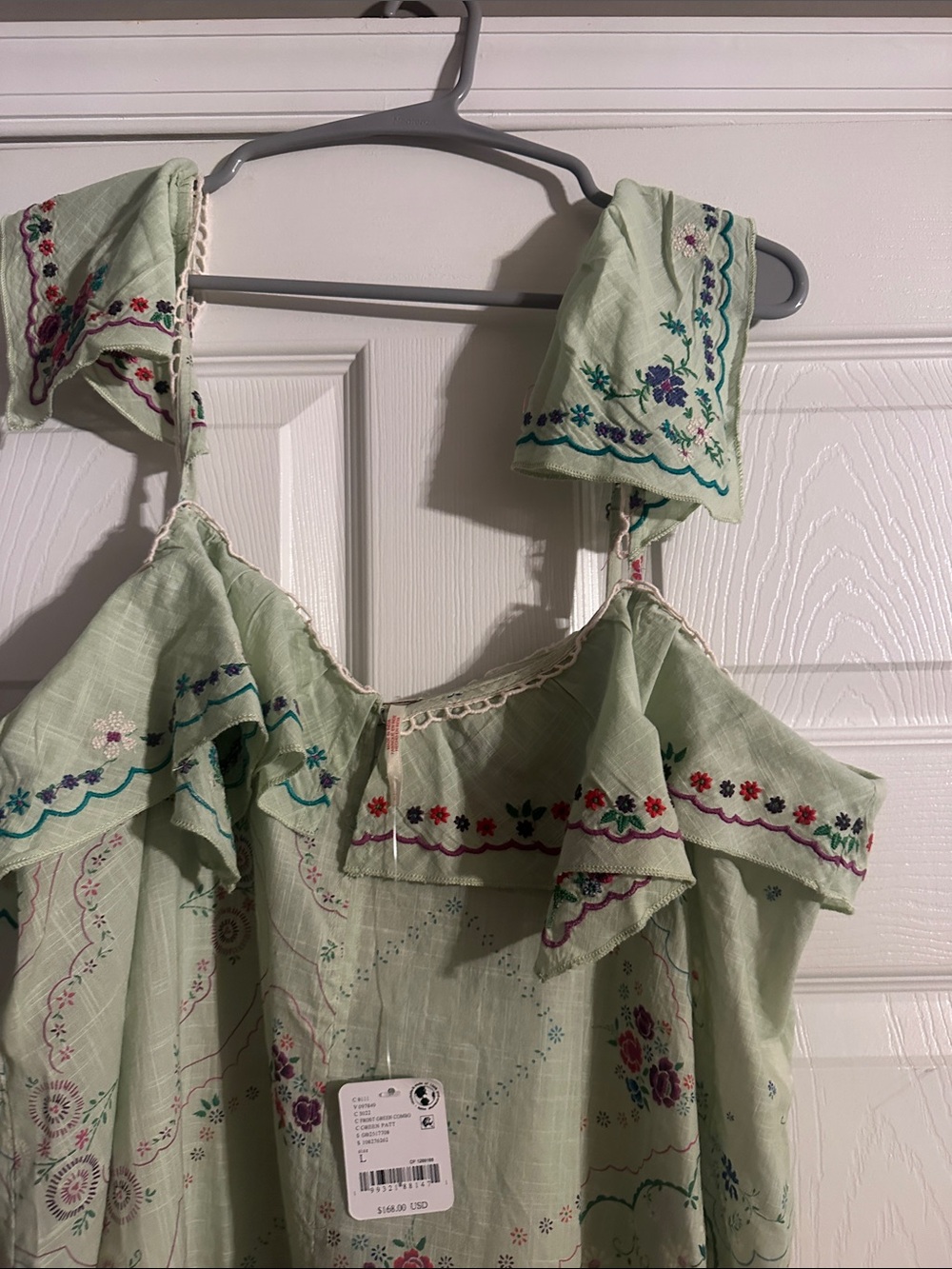 Free People Light Green Embroidered Floral tunic - Picture 9 of 11